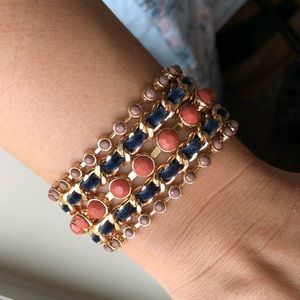 Gorgeous Wrap Bracelet - Coral, Navy, & Mauve